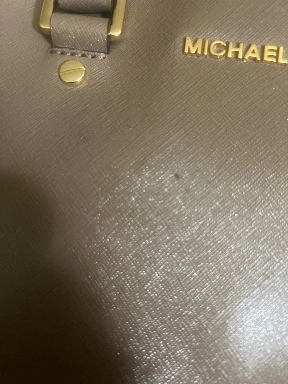 Michael Kors Taupe Saffiano Leather Tote with Gold Hardware